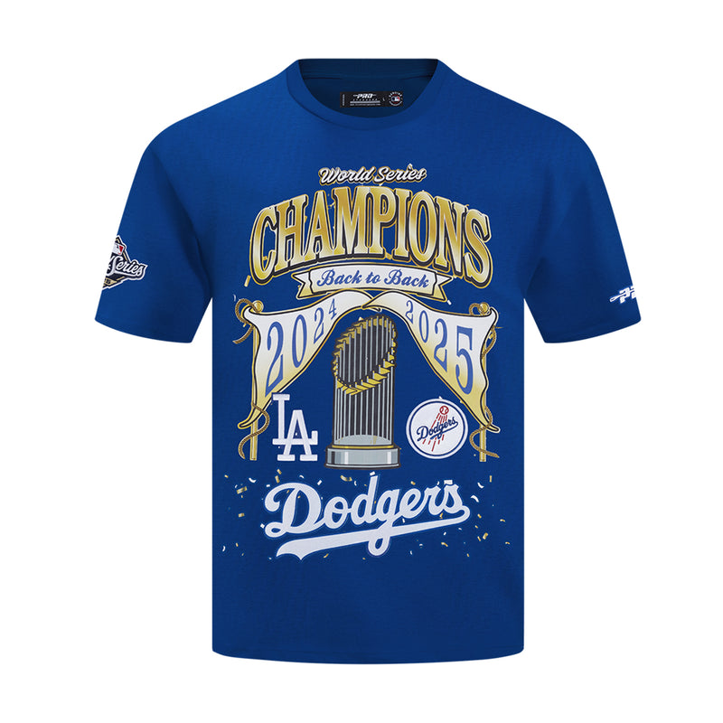 Men's Los Angeles Dodgers blue tee with World Series Champions “Back to Back” graphic