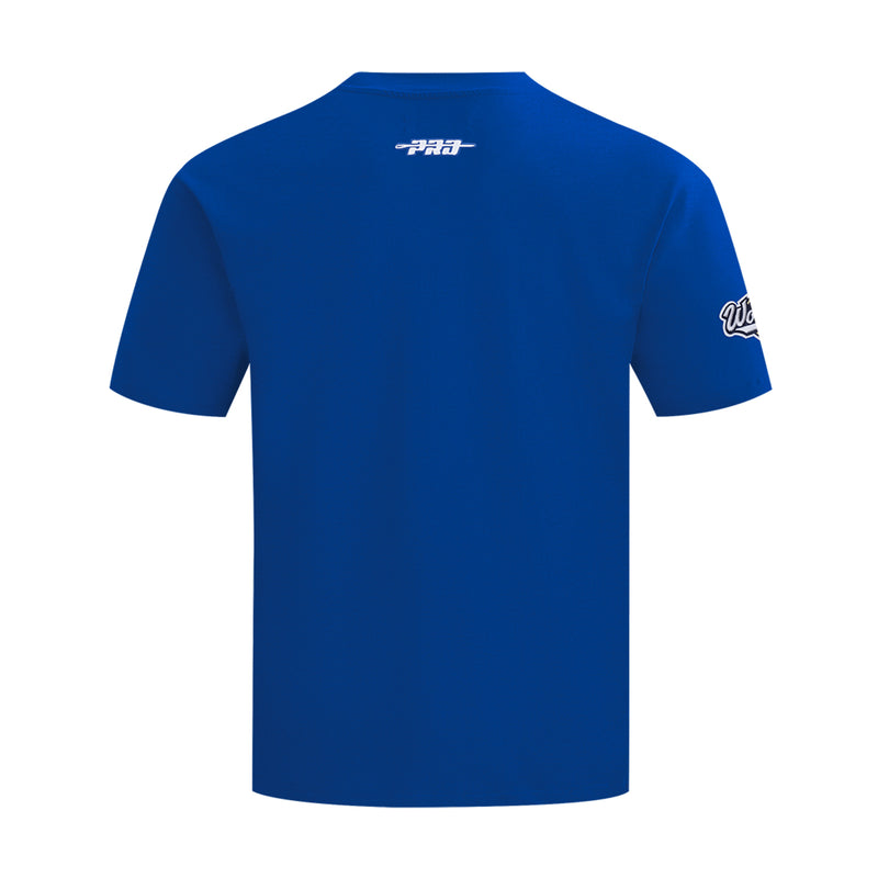 Men's Los Angeles Dodgers blue tee back view with small PRB logo near neckline