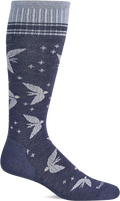 Quarter turn view Women's Sockwell Sock style name Love Dove Wide in color Denim    . Sku: SW197W-650