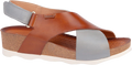 Brown sandal with gray straps on a white background