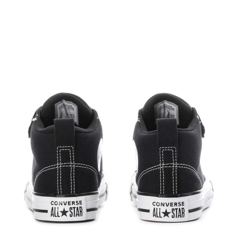 Kids black high-top sneakers with heel logo and All Star lettering