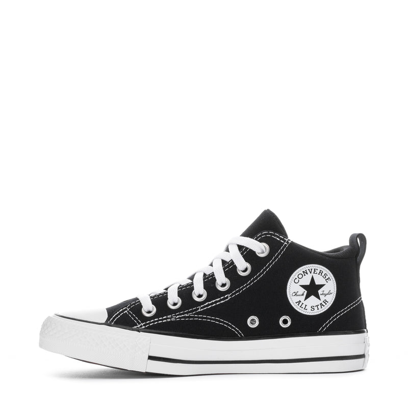 Youth black Converse All Star hi-top sneaker with side patch and white laces