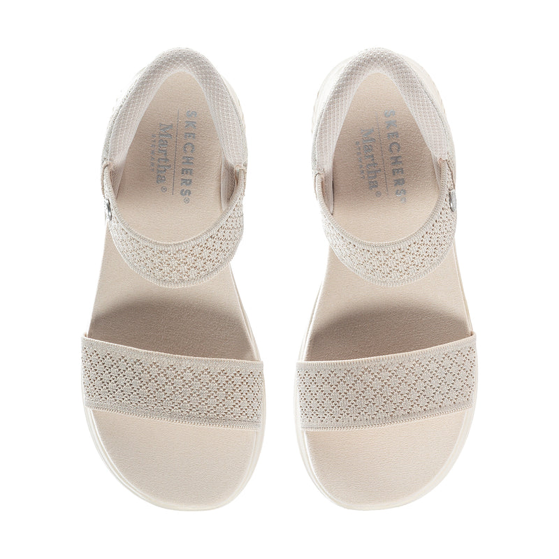 Women's knit slip-on sandals with cushioned footbed and textured toe straps