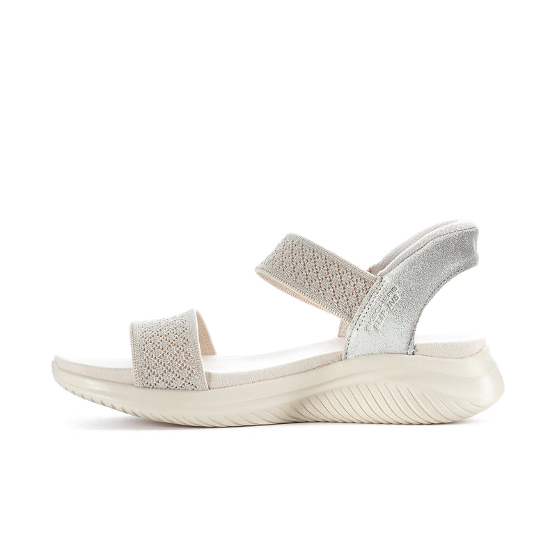 Women's natural knit slip-on sandals with slingback strap and cushioned sole