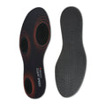 Black mens cleat speed sports insole with red circular pressure lines on top