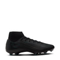 Men's black mid-top soccer cleats with laced upper and molded studs