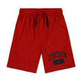Youth Gym Red mesh athletic shorts with black drawstring and Jordan logo