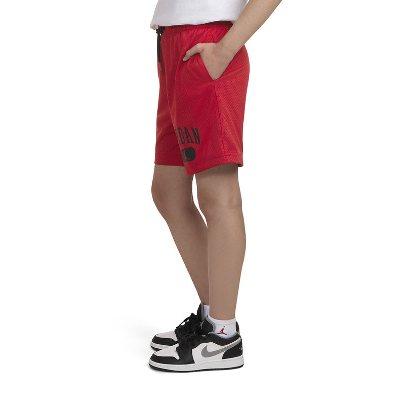 Youth Gym Red mesh shorts with side pocket and Jordan logo patch