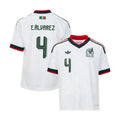Youth Mexico 26/27 E. Alvarez #4 white replica away jersey with red collar and trim