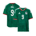 Mexico 26/27 Raul #9 replica home youth jersey, front and back views