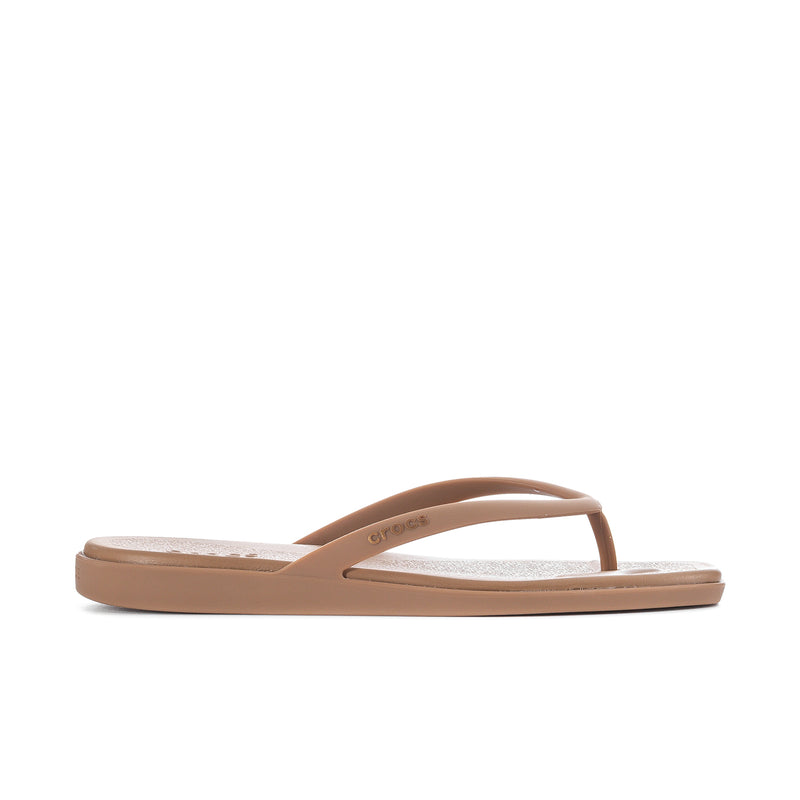Milk chocolate flip-flop sandals with thong strap and wide midsole
