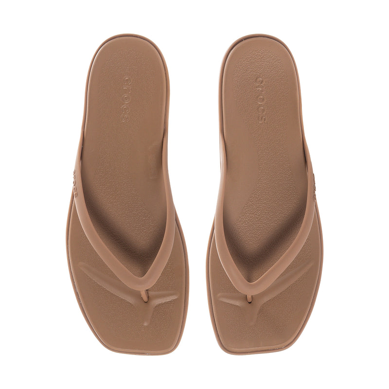 Milk chocolate thong flip-flop sandals with textured footbed and smooth sole