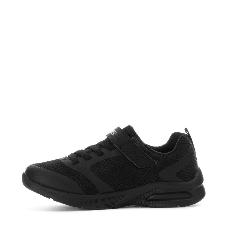 Kids black lace-up sneakers with padded collar and chunky rubber sole