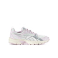 Youth low-top sneakers in cream, silver-gray, and pastel pink with lace-up design