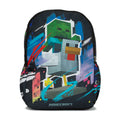 Kids wrap-around backpack with block-game character graphic and top zipper