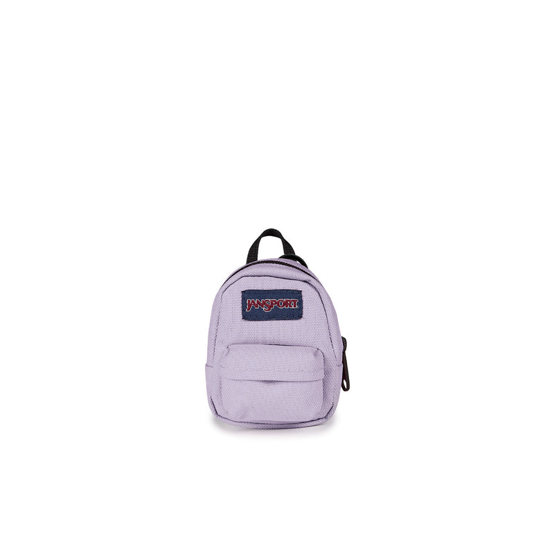 Pastel lilac mini backpack with front pocket, top handle, Jansport logo
