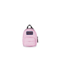 JanSport mini backpack in Pink Ice with front pocket and black top handle