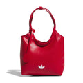Mini perforated PU tote bag, team red with white trefoil logo and loop handles