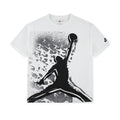 Youth graphic T-shirt in white with black guitar-style print on front