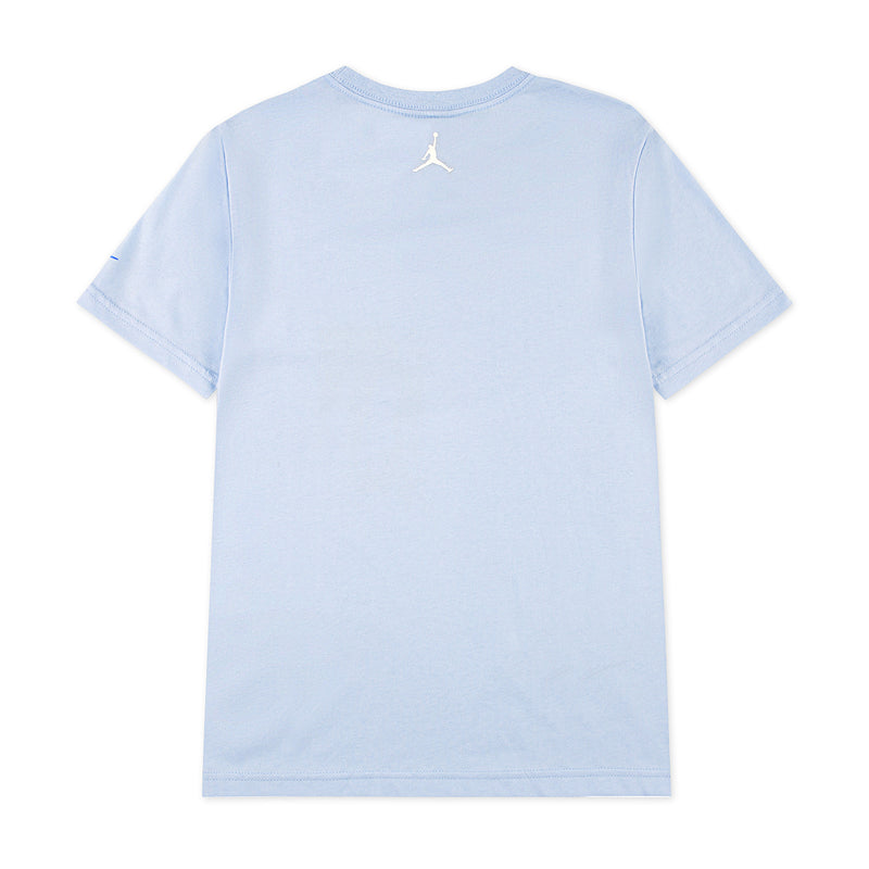 Youth light blue T-shirt with Jordan logo on back collar
