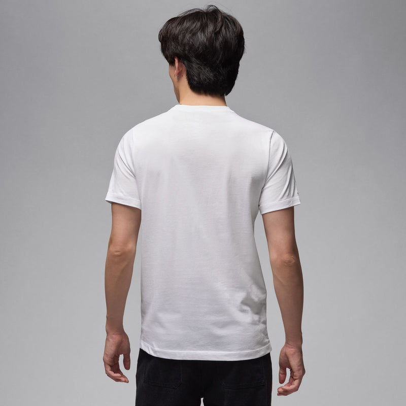 Men's white crew-neck T-shirt, plain back view