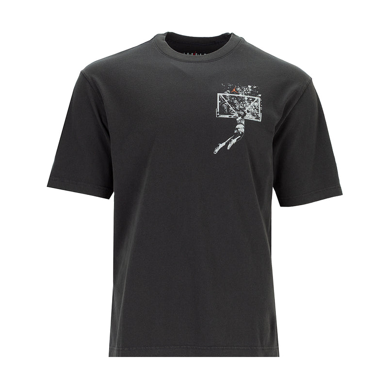 Black oversized crewneck T-shirt with front graphic print