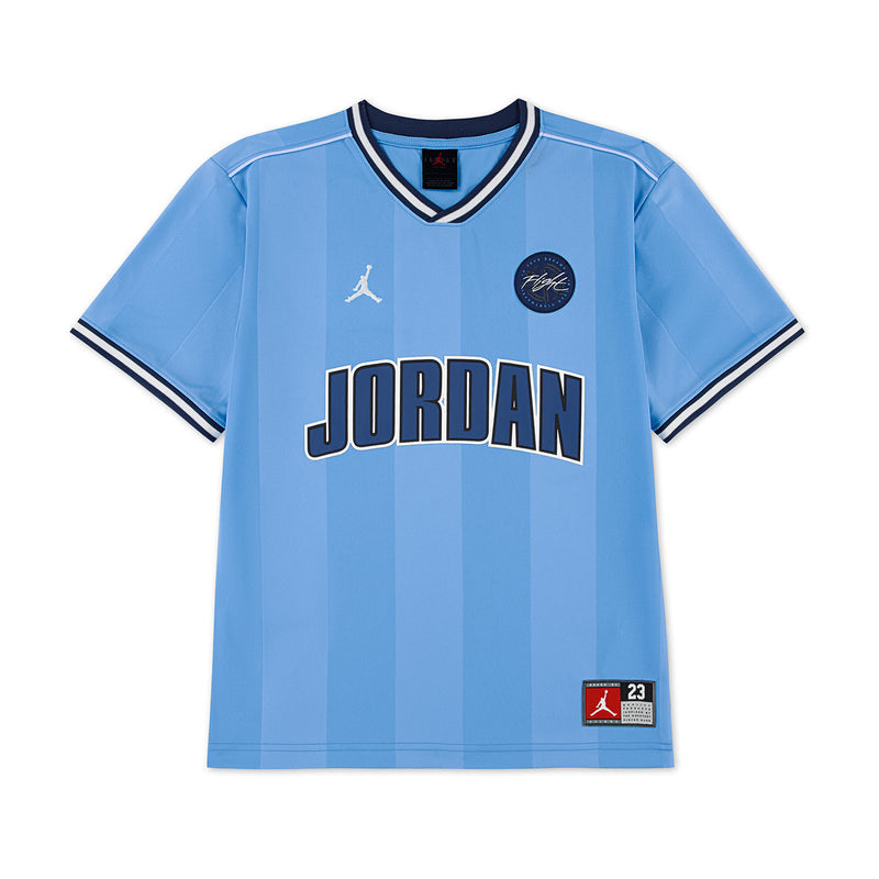 Youth light blue basketball jersey, JORDAN logo and Jumpman emblem on front