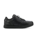 Men's black lace-up low-top sneakers with padded collar and stitched panels