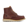 Men's brown moc-toe 6" waterproof lace-up boots with tan rubber sole
