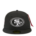 Black baseball cap with white circular team logo on the front.