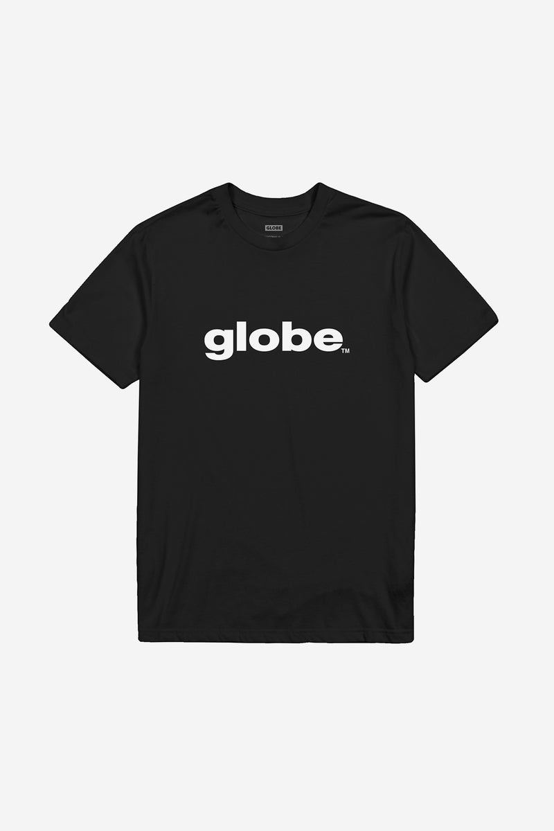 Black O.G Tee with bold white globe logo across chest