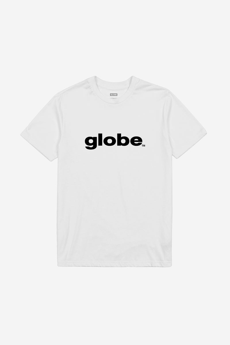 White O.G Tee with bold black globe logo across chest