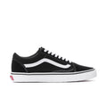 Men's black skate sneakers with white Sidestripe, laces, and white rubber sole