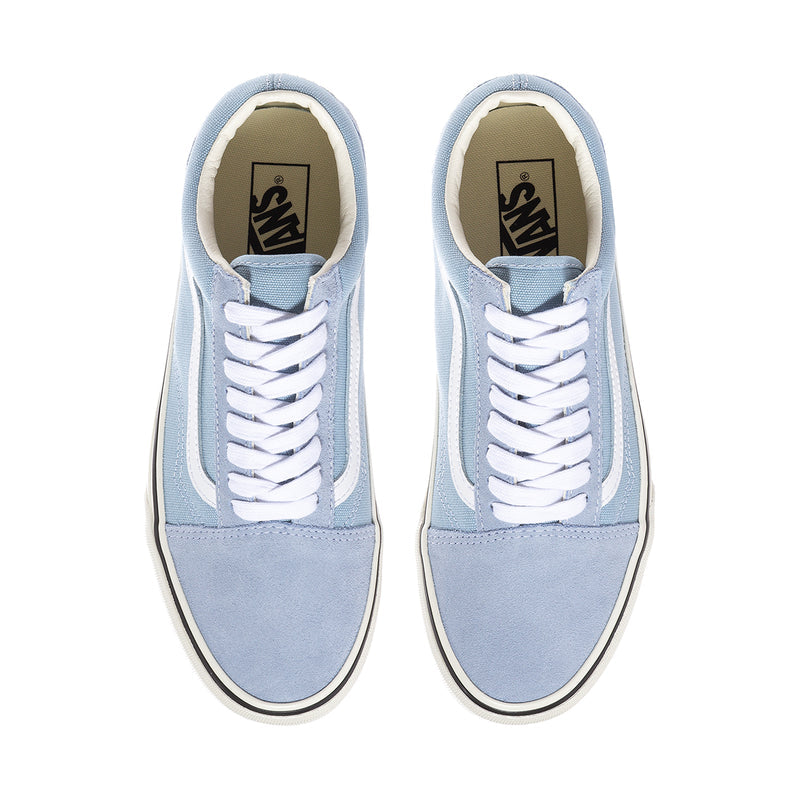 Men's low-top canvas sneakers with VANS logo on tongue, soft slate blue