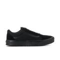 Men's black low-top slip-resistant sneaker with lace-up closure and gum sole