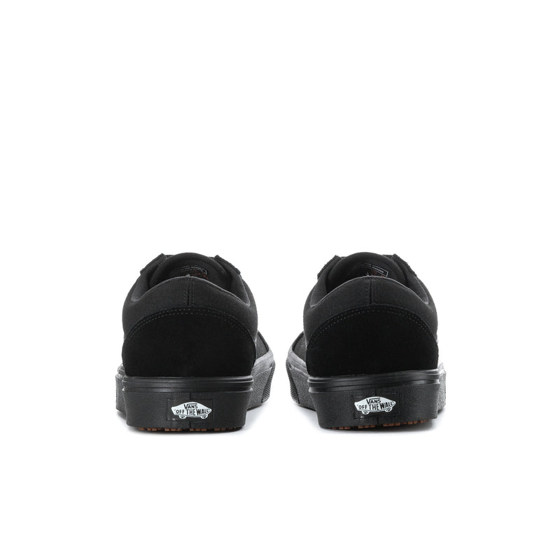 Men's black sneaker heel view with cushioned collar and grippy sole tread