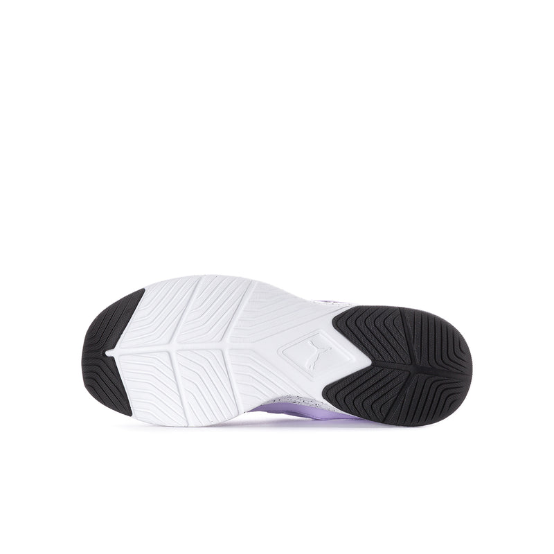 Youth wide Puma sneakers outsole view with black-and-white tread