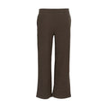 Women's chocolate brown fleece pants with elastic waist and open hem