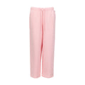 Women's open-hem fleece pants, light pink elastic waistband and straight legs