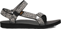 Quarter turn view Women's Teva Footwear style name Original Universal in color Windy Summer Black/ White. Sku: 1003987-WKW
