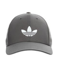 Grey snapback cap with white adidas trefoil logo on the front panel