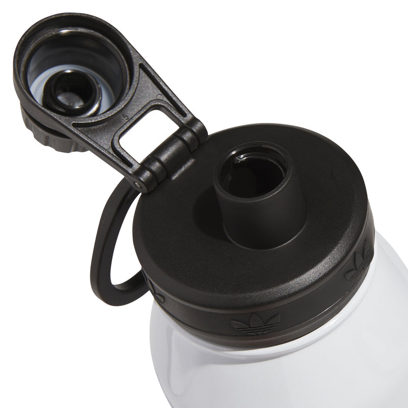 1L stainless steel bottle with black open spout and loop carry handle