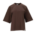 Chocolate brown women's oversized T-shirt with crew neck and short sleeves