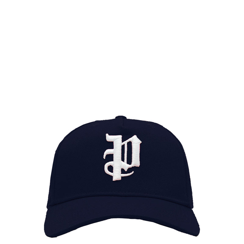 P LOGO COTTON TWILL TRUCKER HAT NAVY