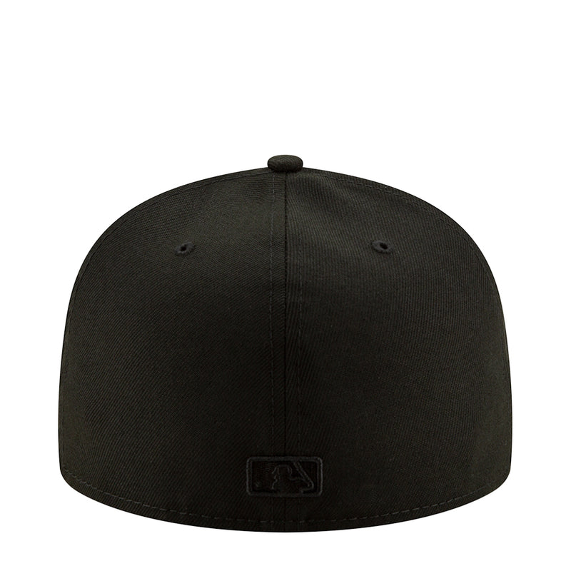 Black baseball cap with rear stitched logo patch
