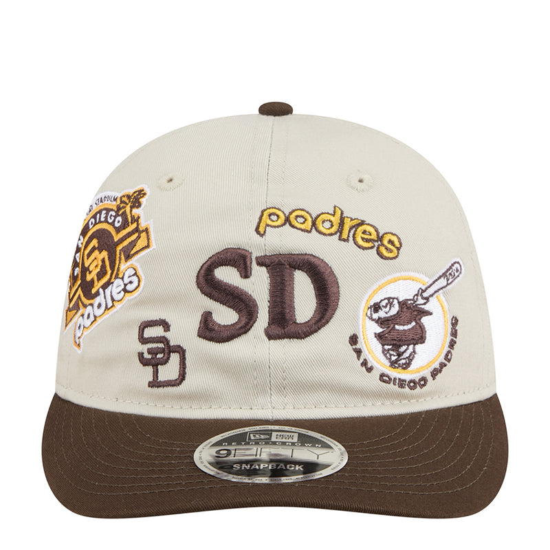 Cream and brown Padres baseball cap with front 'Padres' lettering, SD and mascot