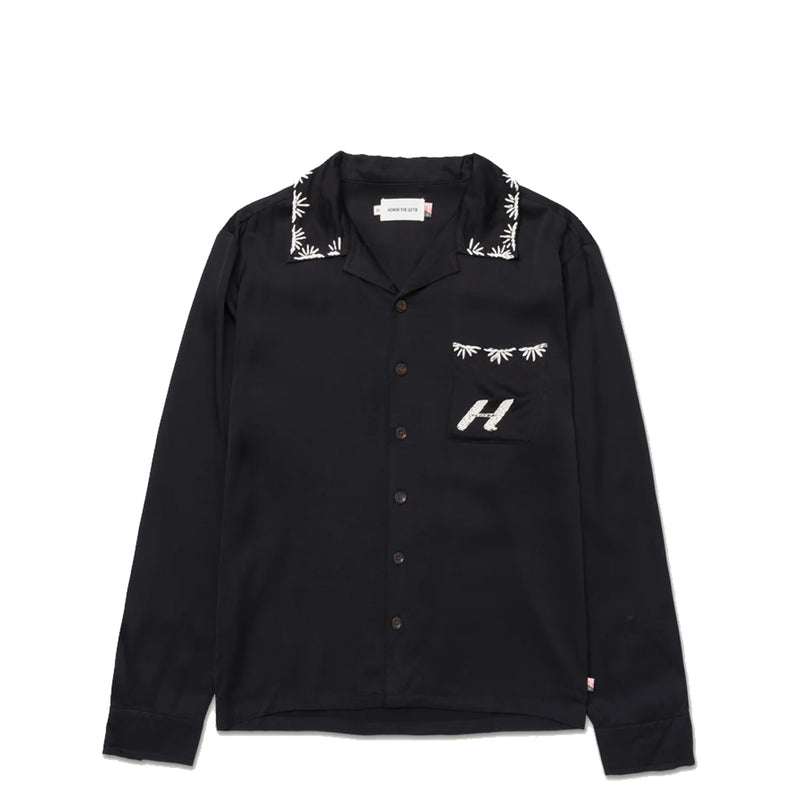 PALM STITCH LS BUTTON UP BLACK