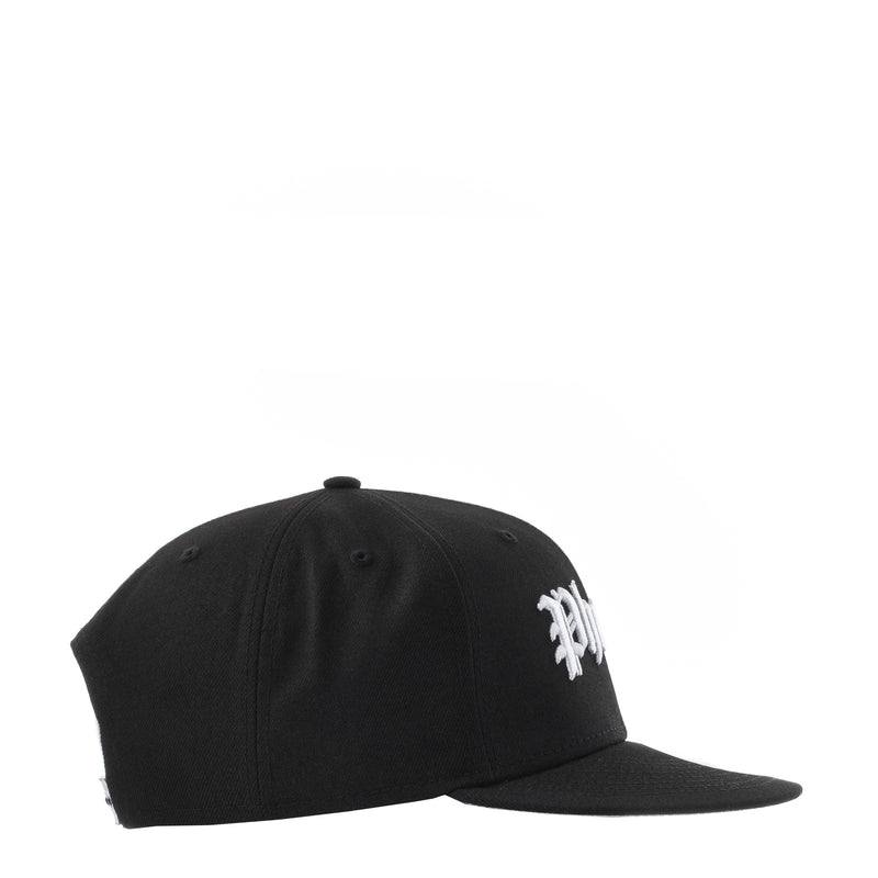 Black baseball cap with small white side logo