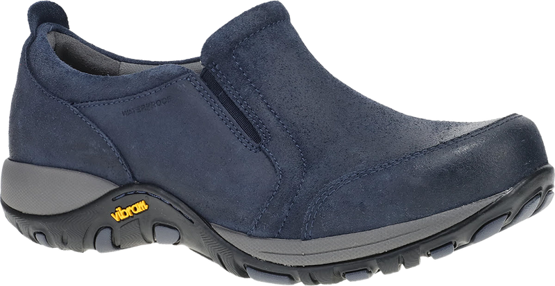 Quarter turn view Women's Dansko Footwear style name Pippy Waterproof in color Navy Suede. Sku: 4365290200