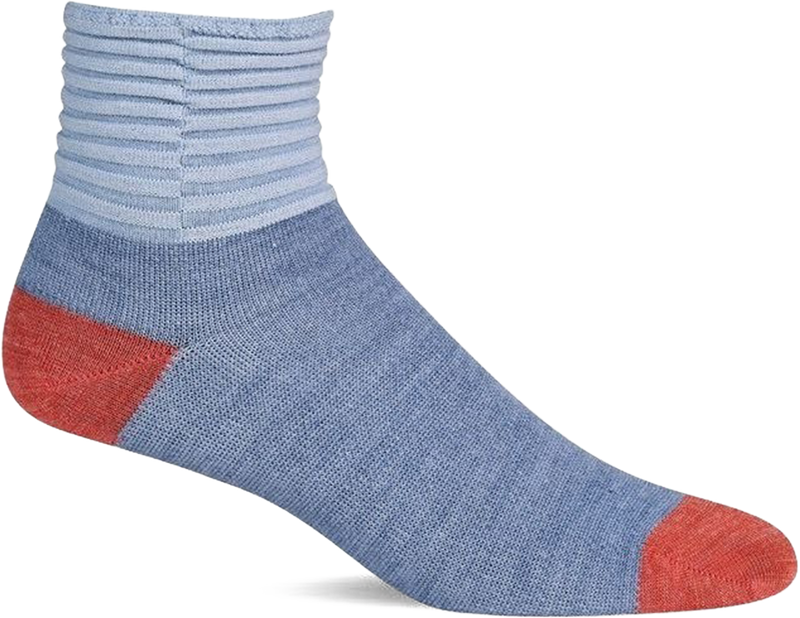 Quarter turn view Women's Sockwell Sock style name Pleated in color Bluestone. Sku: LD255W-660